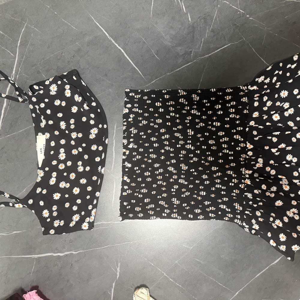 Floral Kids Matching Set - Black and White